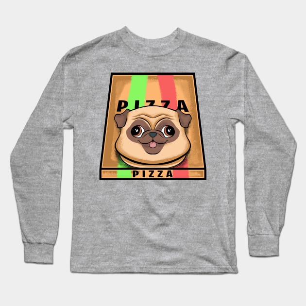 funny pug pizza humor dogs lovers pizza love Long Sleeve T-Shirt by the house of parodies